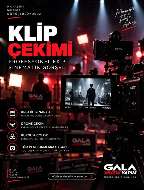 Klip çekimi — profesyonel ekip, sinematik görsel