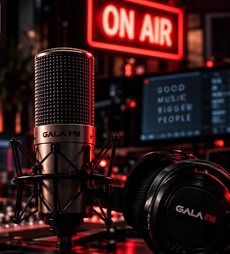 Gala FM radyo stüdyosu, ON AIR tabelası